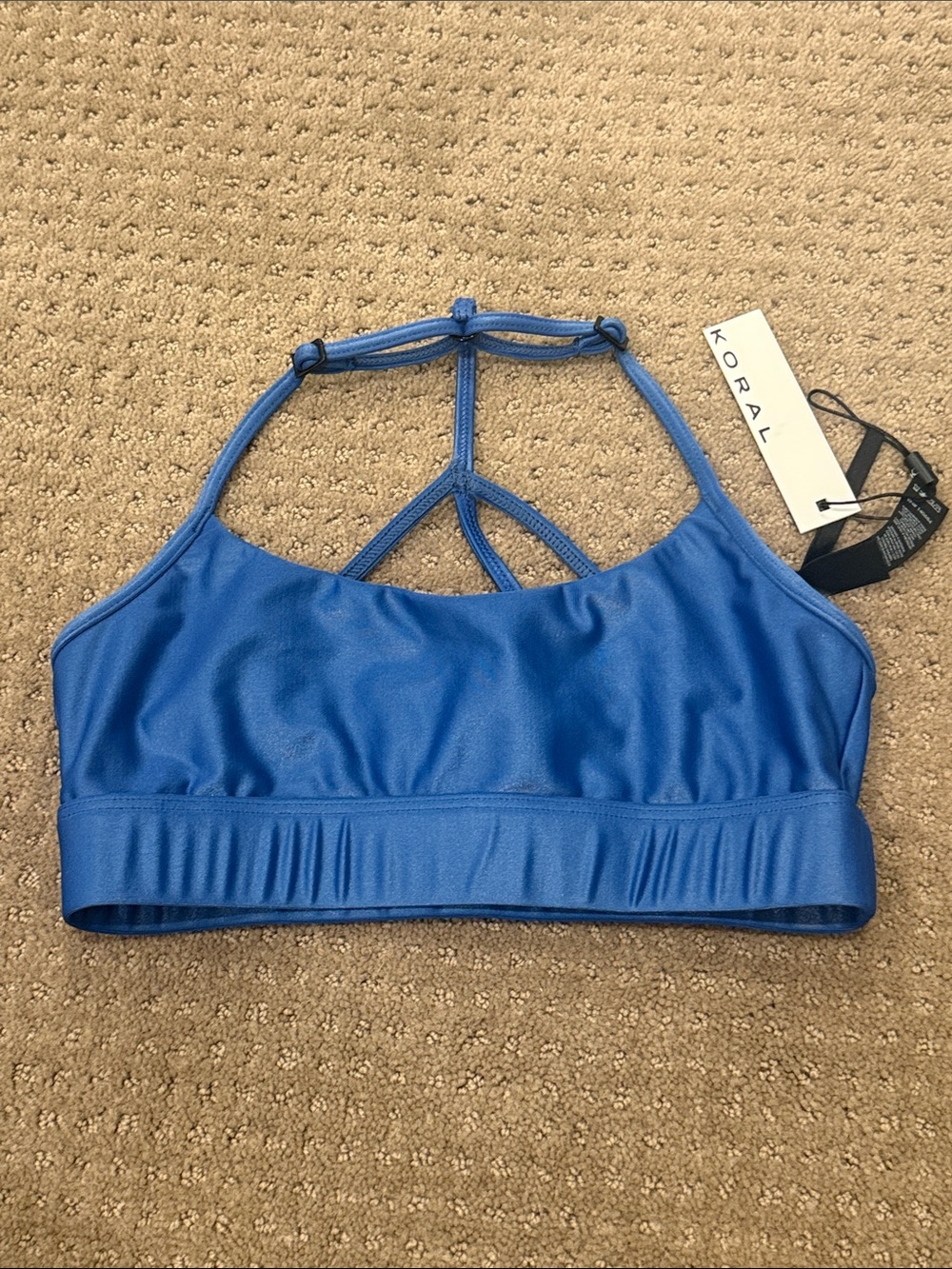 Koral Blue Strappy Sports Bra NWT
